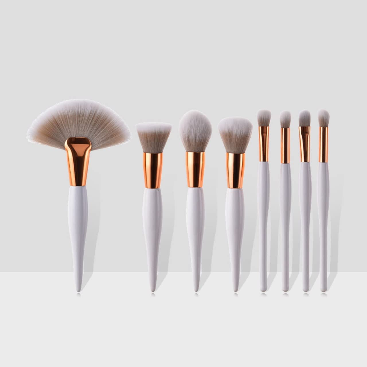 ROKTRY Professional 8-Piece Premium Makeup Brush Set with Ultra-Soft Bristles,Ergonomic White Handles -Includes Large Fan Brush, Foundation,Powder,Blending,and Eyeshadow Brushes for Flawless Finish-image-16