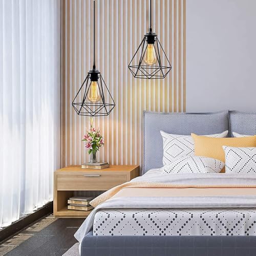 Image of Cord Cable Socket E27 Lamp Holder Vintage Hanging Ceiling Lantern Light Fixture for Bedroom Bar Restaurant Pack of 1 Bulb Not Included Black