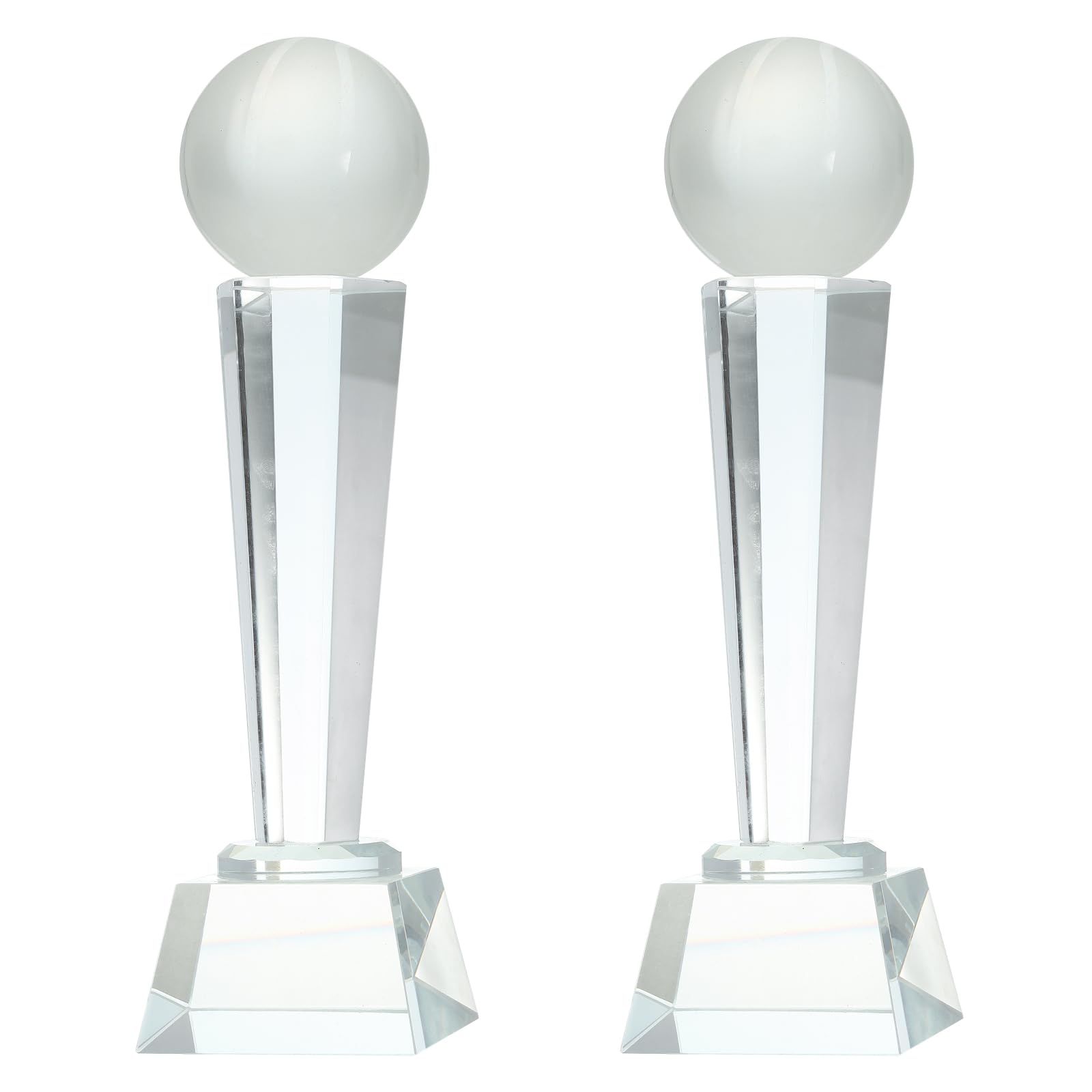 QUARKZMAN Kristallglas Trophäe Mit Box 9 X 2.8 Zoll 2Stk Basketball Champions Auszeichnung Für Desktop Tisch Dekoration Turniere Sportwettbewerbe Briefbeschwerer Klar