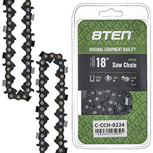 8TEN Ripping Chainsaw Chain 18 Inch .050 3/8 66DL For Echo CS-590 Stihl MS260 MS270 Poulan PP4818A