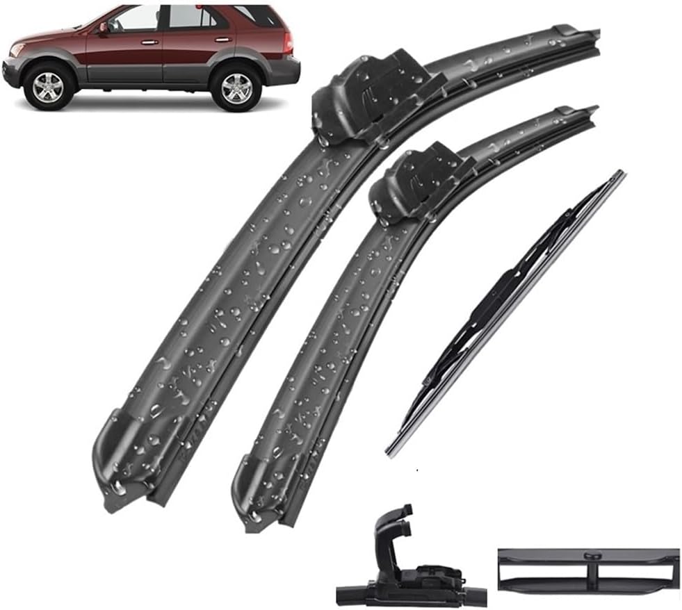 Auto wiper Windshield Windscreen Window Brushes 24"+18"+14" Wiper Front & Rear Wiper Blades Set Kit Compatible with Kia Sorento I 2002-2009 - Wiper replacement