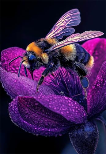 Puzzle de 300 piezas de flor morada y abeja, el rompecabezas perfecto para regalar a adultos