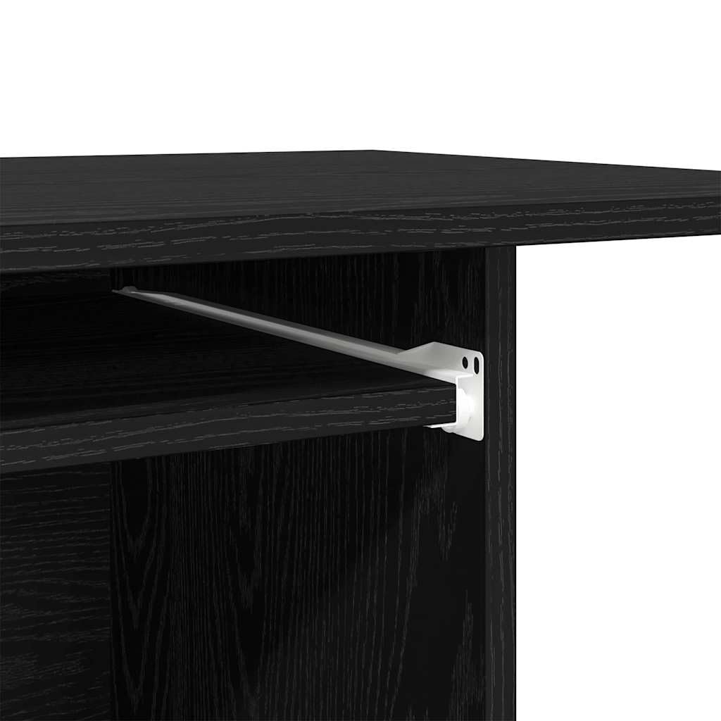 Scrivania Porta PC con Ruote Rovere Nero 80x50x75 cm | Tavolo porta computer compatto con vassoio tastiera estraibile e rotelle, ideale per ufficio e camera da letto.