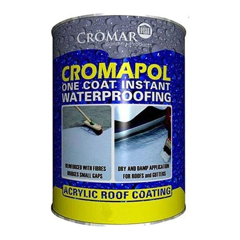 Cromar Black Cromapol Acrylic Fibre Reinforced Roof Coat Sealant Paint 2 x 5Kg Cover