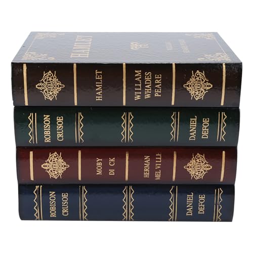 Nanddi Caixa de armazenamento em forma de livro de madeira - Ornamento de estante antigo decorativo vintage - Estojo de joias feito à mão, lembrança de bugiganga de escritório, adereço de decoração de