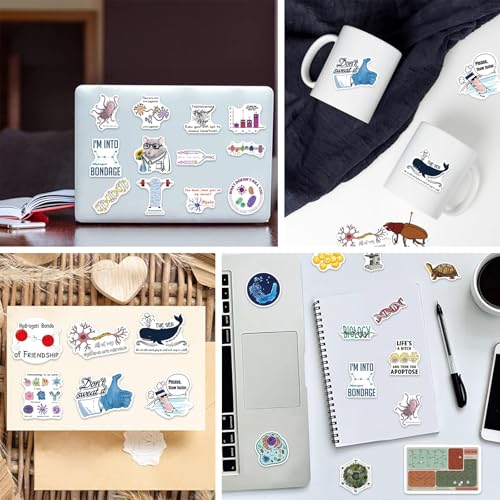 100 Stück Biologie Labor Aufkleber, Vinyl Cartoon Student Wissenschaftlich Aufkleber, Biochemie Geeignet für Laptop,Auto, Gepäck, Skateboard, Motorrad