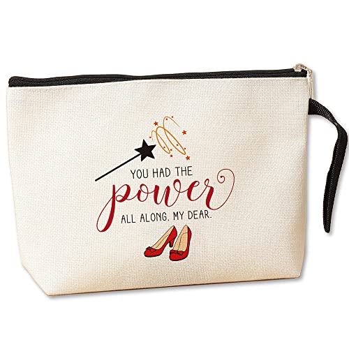 Jztco Inspirational Gifts for Women Her Wi-zard of OZ Gifts Ruby Fans Gift The Power Bag Encouragement Birthday Gifts for Women Her Girls Friend Sister You Had The Power All Along My Dear Makeup Bag