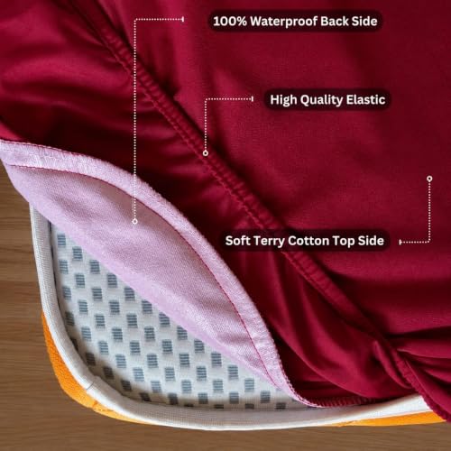 Image of Waterproof Mattress Protector 6x6.5 Feet (72x78) | Elastic Fitted Bedsheet | Soft & Durable Gadda Cover Dustproof By Bharat Griha BG16