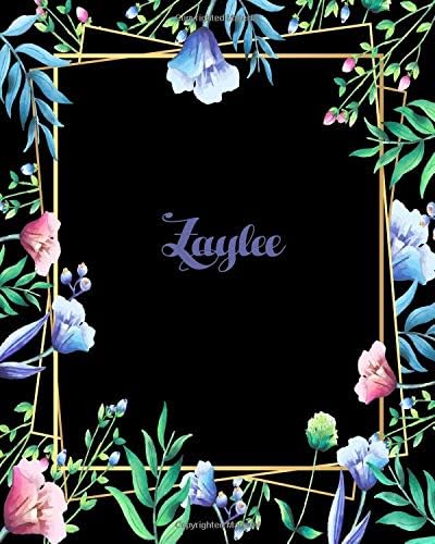 Zaylee: 110 Pages 8x10 Inches Flower Frame Design Journal with Lettering Name, Journal Composition Notebook, Zaylee