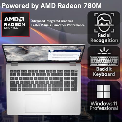 Image of Dell Pro 16 Plus PB16255 (Replaces Latitude 5550) AI Business Notebook 16 inch FHD+ AMD Ryzen 7 Pro 250, 16GB DDR5 RAM, 1TB SSD PCIe, Wi-Fi 7, BT, Backlit Keyboard, FHD Webcam, Win 11 Pro - Silver