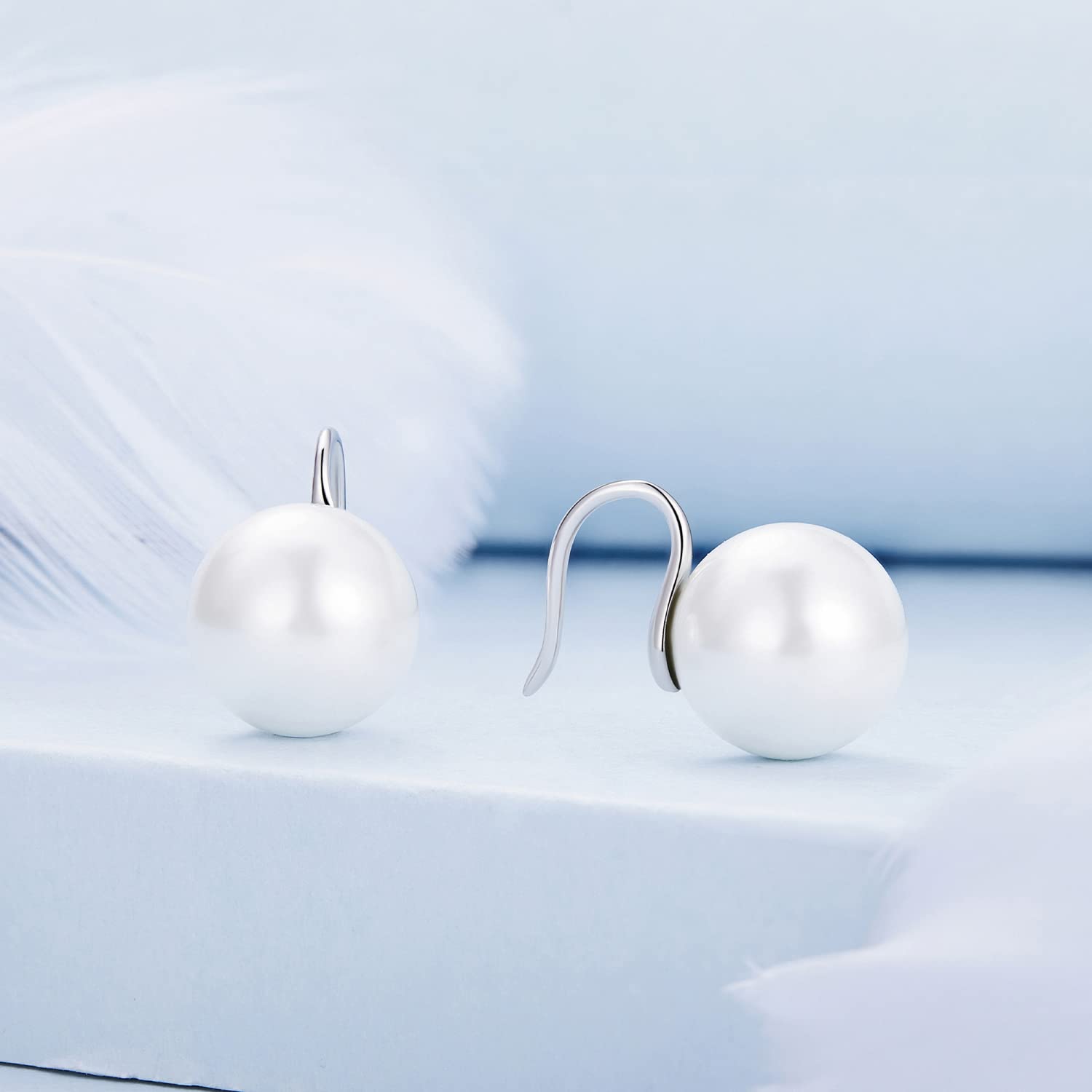 HMJGDHX Grandi Orecchini di Perle finte da Donna Grandi Orecchini a Bottone Rotondi Classici Oversize