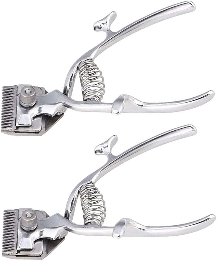 ANUBE2 Pieces Professional Manual Hair Clipper Stainless Steel Handheld Hair Trimmer Vintage Mute Barber Tools for Home, Pet Grooming