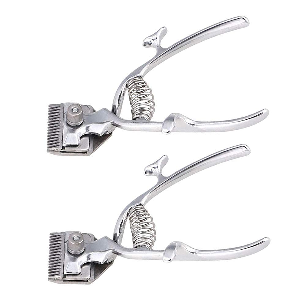 ANUBE2 Pieces Professional Manual Hair Clipper Stainless Steel Handheld Hair Trimmer Vintage Mute Barber Tools for Home, Pet Grooming