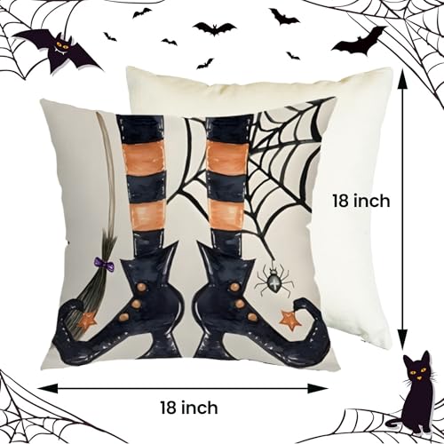 Housses de coussin Halloween avec fermeture éclair invisible et imprimés sorcière