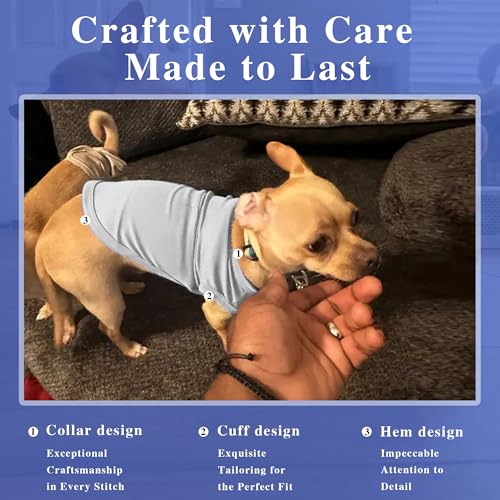 2 Pack Solid Color Dog Shirts - Lightweight, Quick Dry, Breathable Pet T-Shirts for Small to Large Dogs - Stretchy, Durable, Ideal for All Seasons and Holidays.Grey Blue M - Image 7