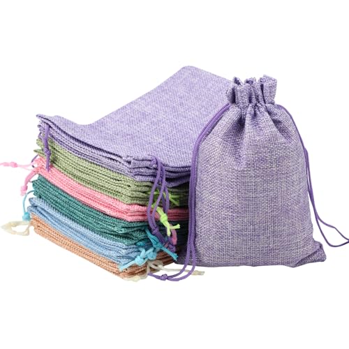 Qacpahucy 30 Tela Bolsas de tela - Bolsitas pequeñas bolsas tela Ideales para Bodas Fiestas de Cumpleaños DIY Reutilizables con Diseño de Cordón Ajustable (6 colores 13x18 cm)