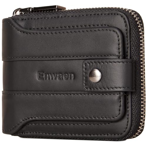 Zipper Wallets for Men, RFID Blocking Genuine Leather Bifold Zip Around Wallets Multi with Credit Card Holder - Main Image