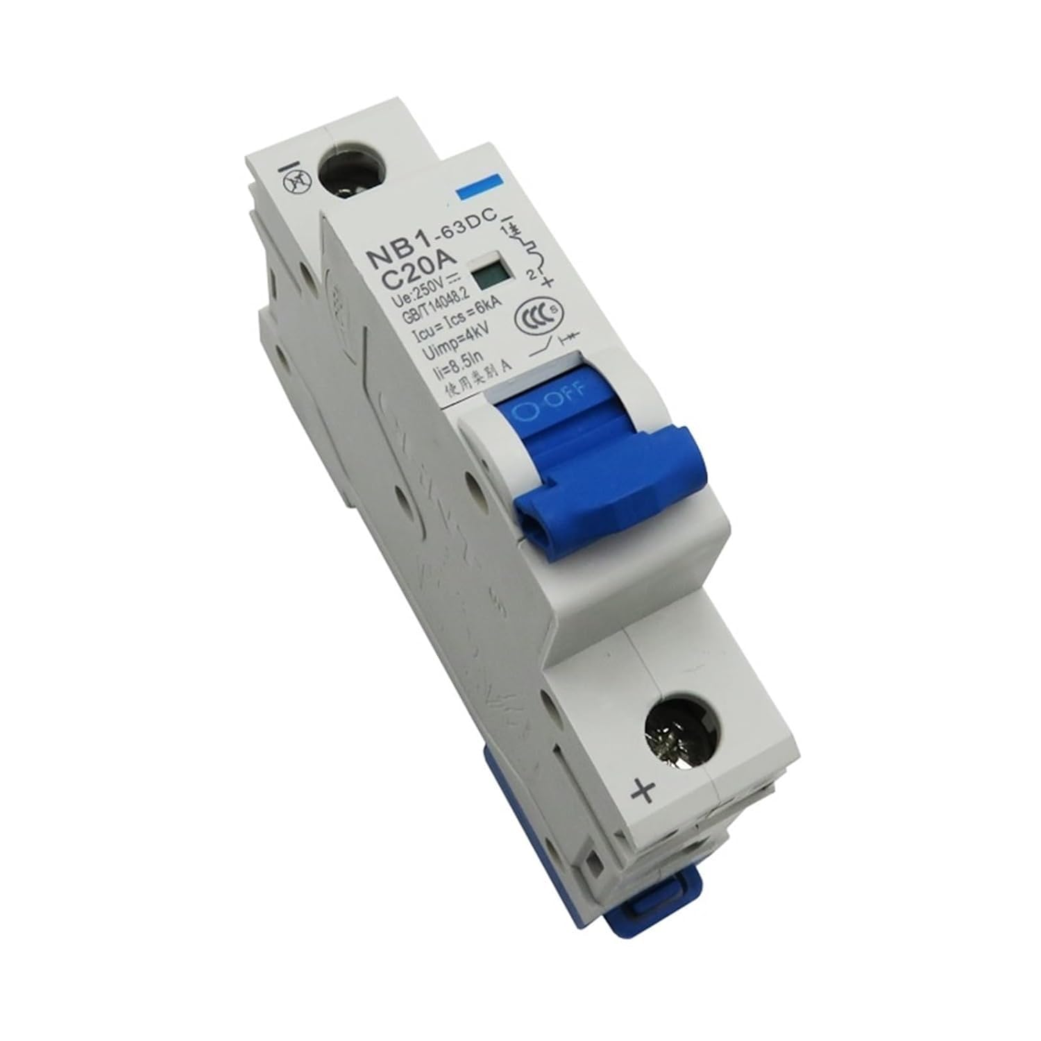 GVBAEPIEO Circuit breakerNB1-63DC 1P Type C DC Breaker MCB Icu6kA DC250V 1Pcs(20A)
