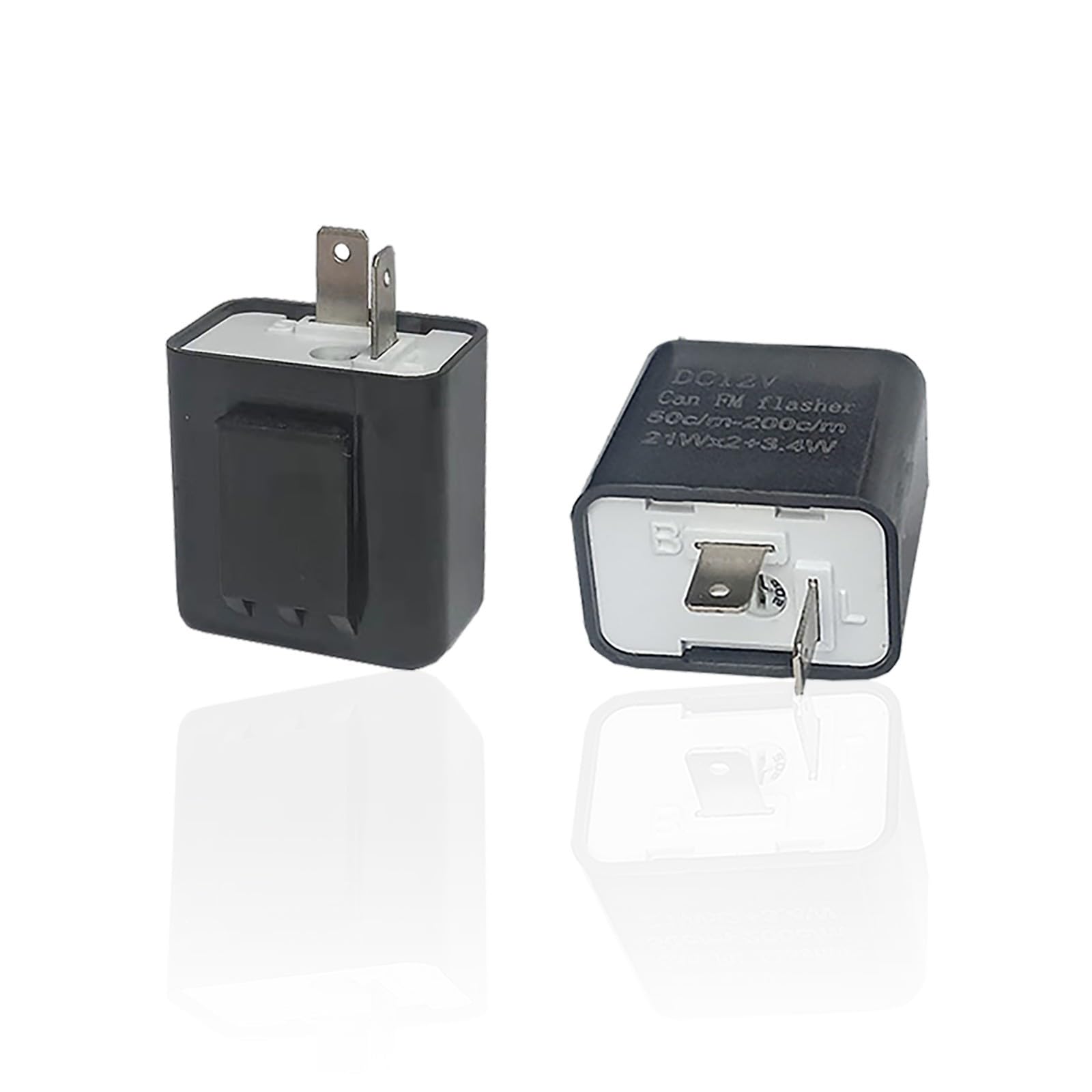 Hawyet2 PCS Car Flasher Relay, DC 12V LED Adjustable Frequency 2-pin Turn Signal Relay, Universal Plug Play Light Flash Control Device, Product Compatible with Cars, Motorcycles, Bicycles (Black)