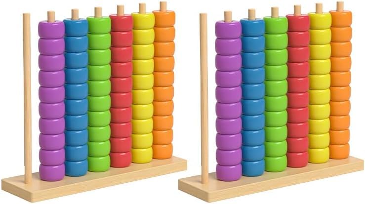 Azazaza Colour Stack Challenge Game, Wooden Color Matching Stacking Puzzle Game with Racks,Rings, Fast Pattern Challenge Ring Stack Puzzle for 2 Players, Competitive Tabletop Brain Teaser (2PCS)