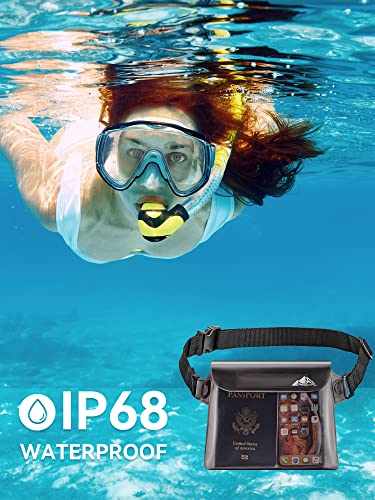 Image of HEETA 2 /3 /4 Pack Waterproof Pouch with Waist Strap, Screen Touchable Dry Bag with Adjustable Belt for Phone Valuables for Kayaking, Swimming, Snorkeling, Boating, Fishing, Surfing & Beach