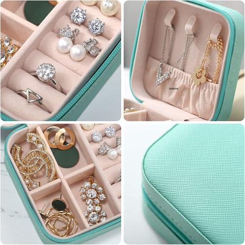Image of Faux Leather Mini Jewelry Case Small Travel Jewelry Organizer Portable Jewelry Box Mini Storage Organizer Portable Display Storage Box For Rings Earrings Necklaces Gifts for New Year, Valentine's Day