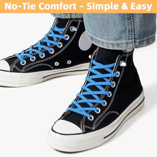 Image of Stepace 2 Pairs Elastic No Tie Shoe Laces for Kids and Adults Sneakers, Stretch Flat Tieless Shoestrings