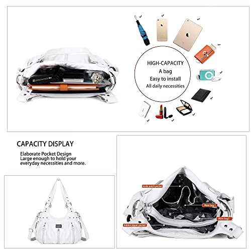 Angelkiss Large Purses and Handbags for Women Washed Faux Leather Crossbody Hobo Satchel Shoulder Handbag Tote Purse4