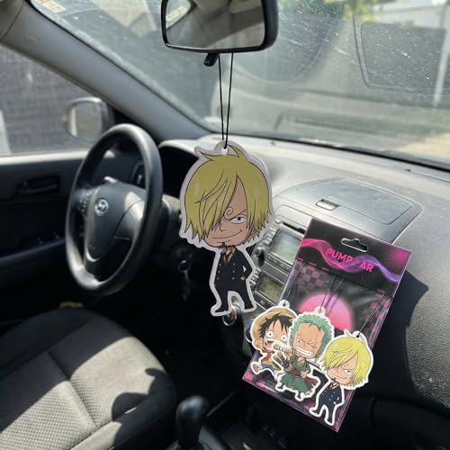 Image of PumpCar 2 pieces Straw Hat Luffy Zoro Sanji double-sided hanging Japanese anime vanilla-scented One Piece car air freshener Cool anime hanging air fresheners for mirror Car Interior Accessories Gifts