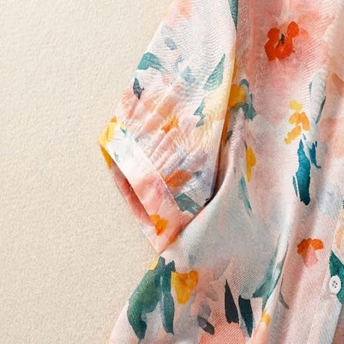 Image of Gufrina Women's Casual Button-Down Shirt with Multicolor Floral Print & Half Sleeves, Collar Neck