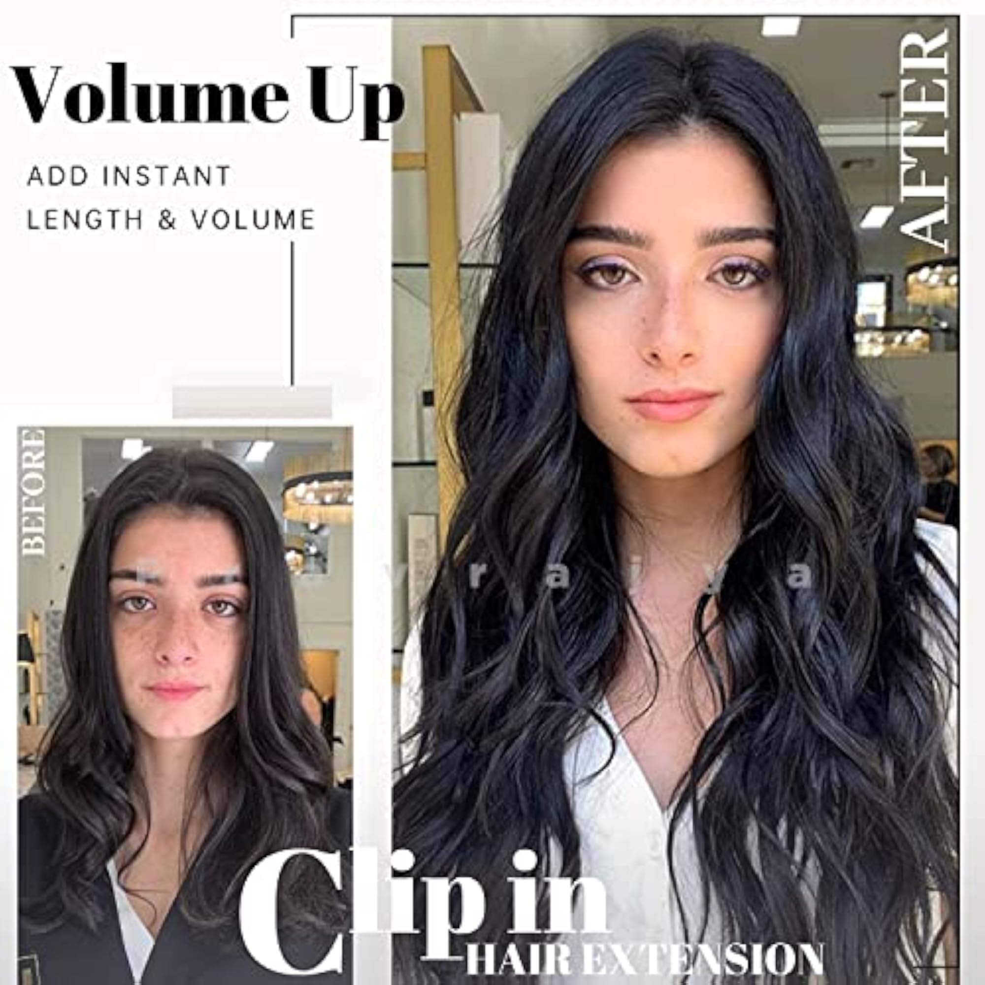 22 Inch Natural Look Synthetic Wavy Black Hair Extensions