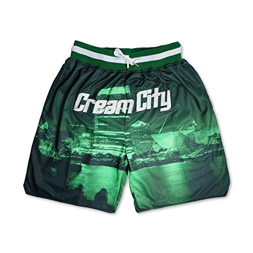 Riming Cream City Mens Basketball Sport Shorts Quick Dry Mesh Embroidered With Pockets Loose-Fit Fans Shorts L #TOP2