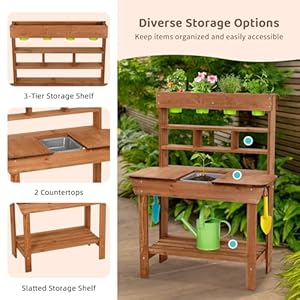 Pottingbenchwithremovablesinkpottingbenchesforoutsidemudkitchenforkidsoutdoorwithgardeningtoolswateringcanflowerpotidealgiftforboysandgirls3solidfirwood Urban Country Home Decor Potting bench with removable sink potting benches for outside mud kitchen for kids outdoor with gardening tools watering can flower pot ideal gift for boys and girls 3 solid fir wood urban country home decor