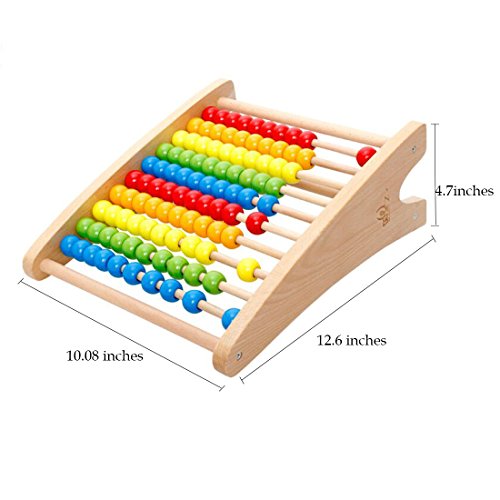Wondertoys Wooden Abacus Educational Counting Toy 100 Beads Math Tool Toddler Gifts for 1 2 3 Year Old Boys and Girls
