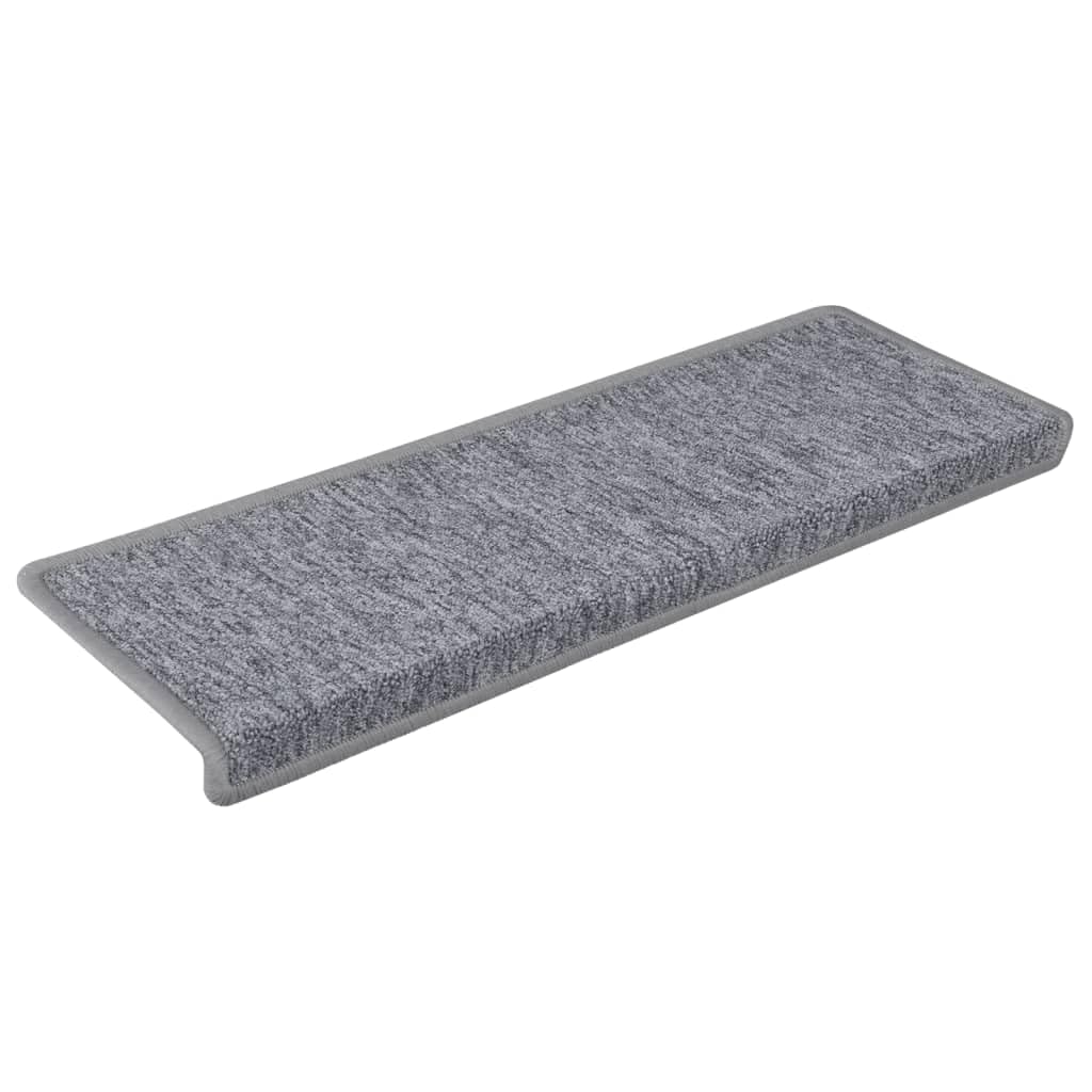 Vidaxl White And Grey Stair Mats 15 Pcs 65X21x4 Cm Light Grey Rectangular Edge