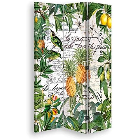 Biombo con Corcho Frutas 3 Paneles Bilateral Retro Verde 110x175 cm de carowall CAROWALL.COM Cover