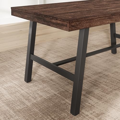 Image of GarveeHome Industrial Dining Table for 2-4, 55 inch Heavy Duty Rectangular Kitchen Table with 2 inchx2 inch Metal Legs, Small Space Dining Table for Kitchen, Dining Room (Rustic Birch, 55 inch Non-extendable)