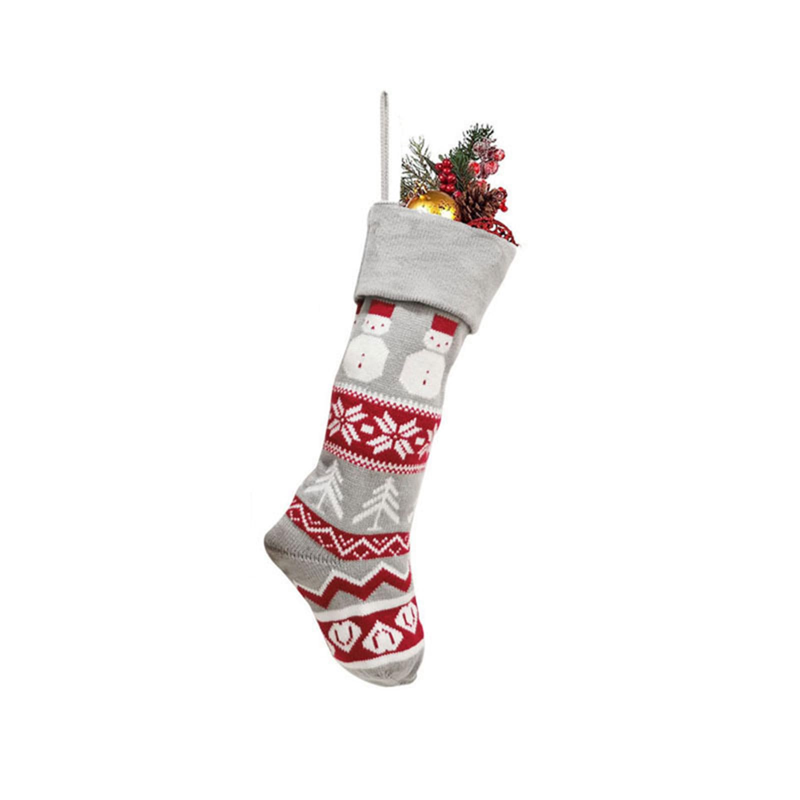Christmas Stocking Festive Home Christmas Tree Fireplaces Hanging Ornament Stockings Candy Gift Bag Knitted Stockings