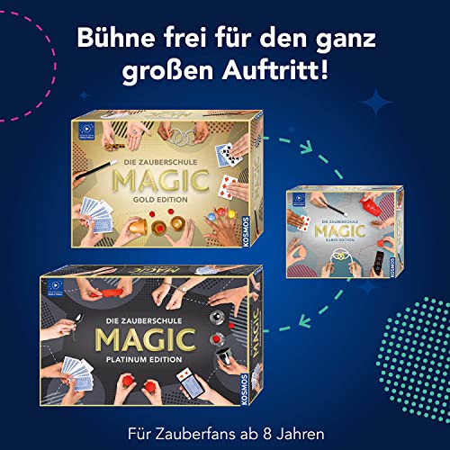 Kosmos 601799 Magic Die Zauberschule - Silber Edition, schnell Zaubern Lernen, 35 Zauber Tricks, viele Zauber Utensilien, Zauberkasten für Kinder ab 8 Jahre und Einsteiger, Magie in 3 Level
