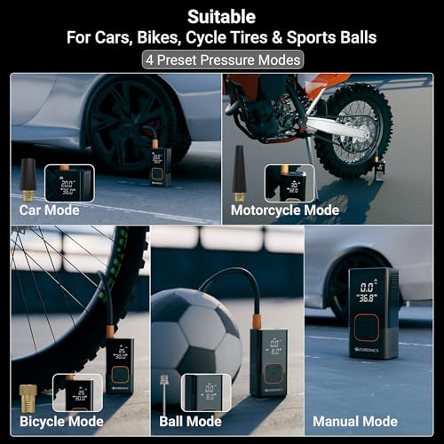 Image of Zebronics Cordless Tyre Inflator, 150 PSI, 4000mAh, Super Fast Inflation, Power Bank, Type-C, Digital Display, Flashlight, SOS Mode, Multiple Nozzles, for Car, Bike, Bicycle, Sports Balls (17TI4)