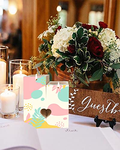 Colorful Abstract Art Tropical Candle Holder Gifts For Women, Double-Sided Printing Candle Decoration, Geometric Plant Middle Century Wooden Candle Holders With 2 Tea Light Candle For Birthday #TOP4