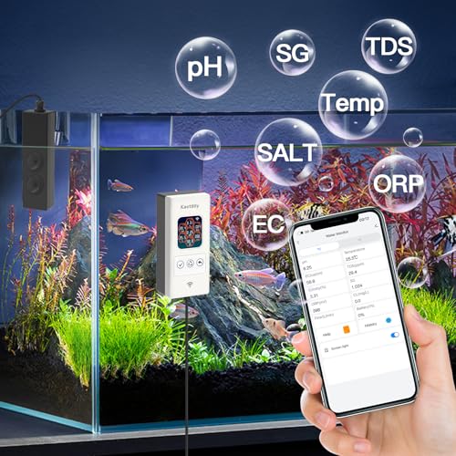 Image of Kactoily Smart Aquarium Monitor All in One pH /ORP /Salt /S.G /TDS /EC /Temp 24h Online Freshwater and Saltwater Fish Tank Tester (WiFi Version)