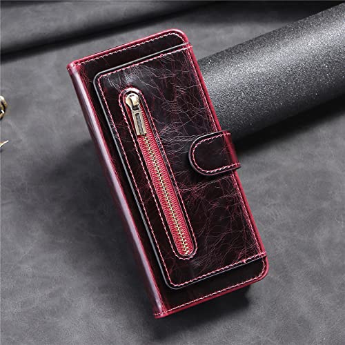 Protection Samsung Galaxy Z Fold 3 5G portefeuille cuir rouge housse antichoc avec fermeture