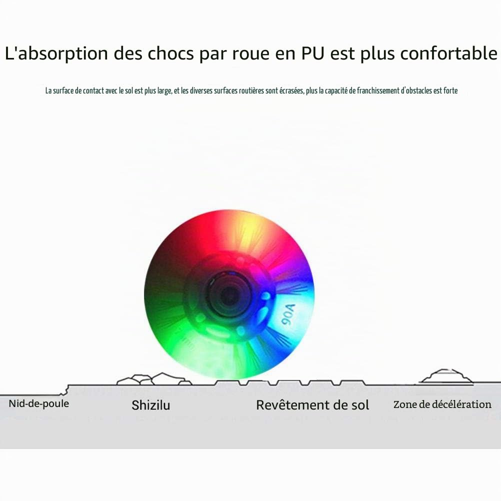 Lot de 8 roues de rollers à roulettes lumineuses avec flash LED 70 mm pour enfants et adolescents