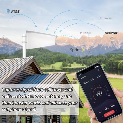 Image of Cell Phone Booster for Home & Office,Up to 2000 sq ft,Cell Phone Signal Booster with Band 66 /25 /2 /4 /5 /12 /13 /17,Boost 5G 4G Data for All U.S. Carriers FCC Approved Cell Booster (Black)