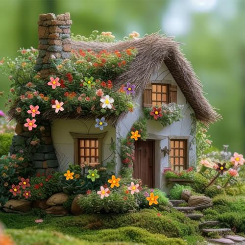 Image of 100PCS Mini Resin Daisy Flowers Dollhouse Mini Things Miniature Flowers for Crafts Tiny Things for Fairy Garden Dollhouse Micro Landscaping Decoration