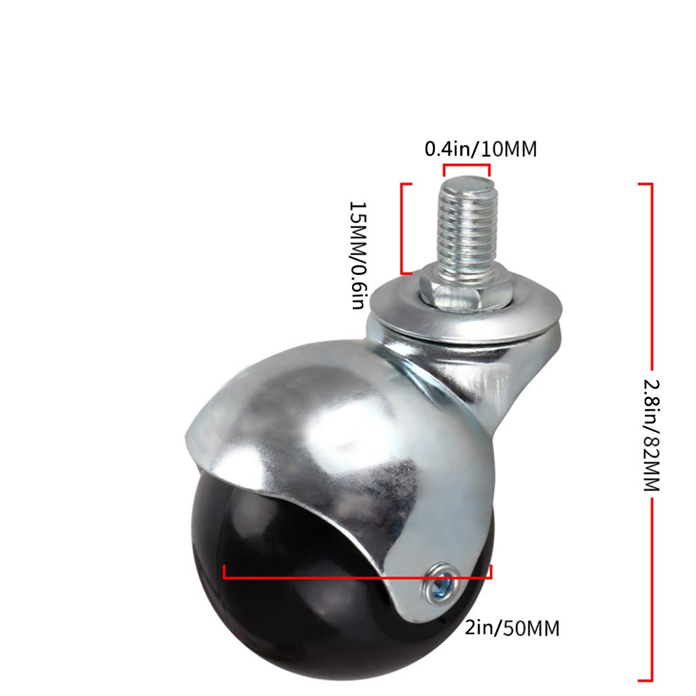 Kółka kulkowe z nylonu o średnicy 5 cm (2 cale) do mebli, kółka uniwersalne o średnicy 3,8 cm (1,5 cala), ciche kółka obrotowe o średnicy 8/10 mm do sof, szafek itp.