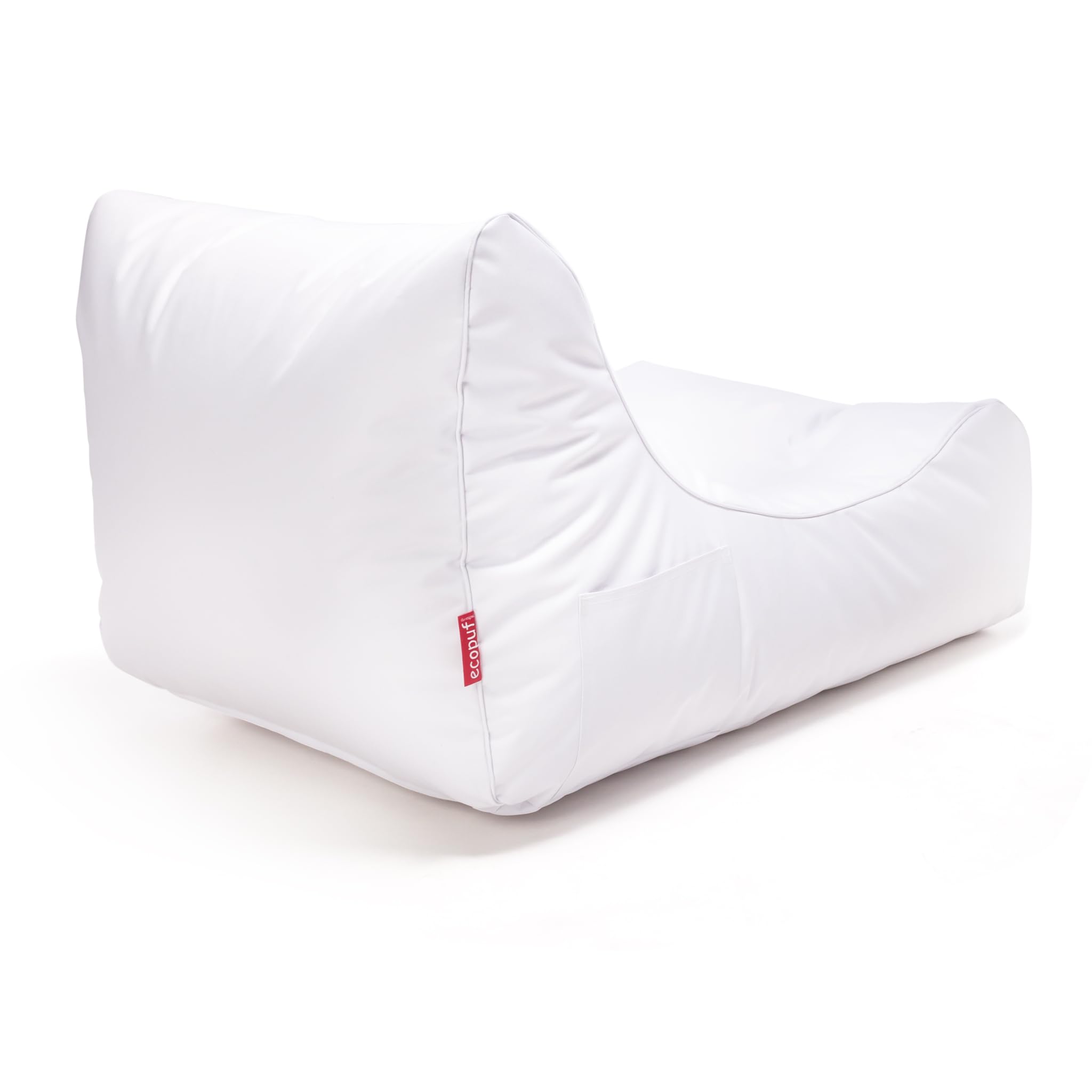 Ecopuf - Master Polyester Pouf Sessel Outdoor Chaise Longue - Sitzsack mit Staufach und Griff - Robuster Stoffsack - Entspannungssessel - Wohnungseinrichtung - 115x65x60cm, Weiß Nc3