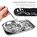 BWBWND 4PCS Magnetic Tray Set with Magnet Stick, Round Rectangular Tray Metal Parts Holder w/Telescoping Pickup Tool, Automotive Stainless Steel Thickened Trays for Screws, Nuts, Bolts