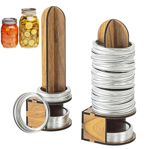 Soporte Para Tapas De Conserva | 2 Piezas Organizador De Aros De Madera | Almacenamiento De Aros Para Despensa Organizacion Cocina Cafeteria Restaurante Hogar Conservas Alimentos Encurtidos Verduras